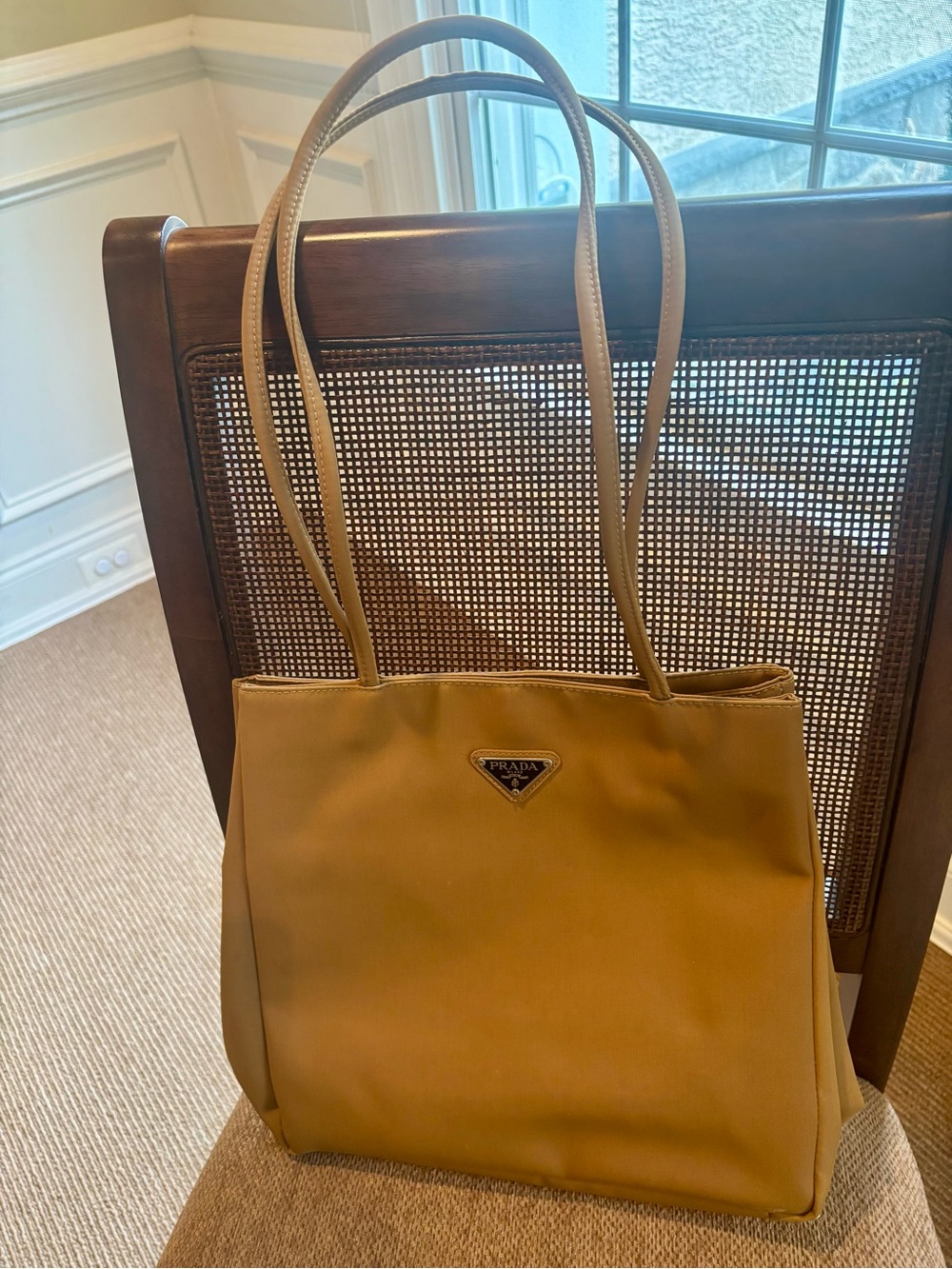 Prada Camel Brown Tote Bag with Triangle Logo - Picture 3 of 6